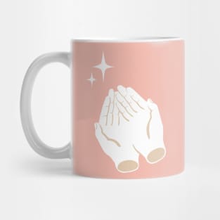 Caring hands pink aesthetic with two stars Mug